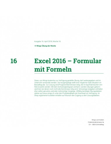 UdW 1816 Excel Formulare Formeln UdW 1816 Excel Formulare Formeln