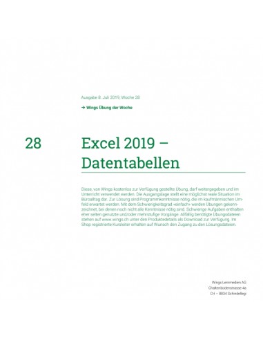 UdW 1928 Excel Datentabellen