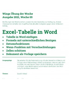 UdW 2105 Excel-Tabelle in Word