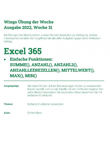 UdW 2231 Excel 365 - Einfache Funktionen