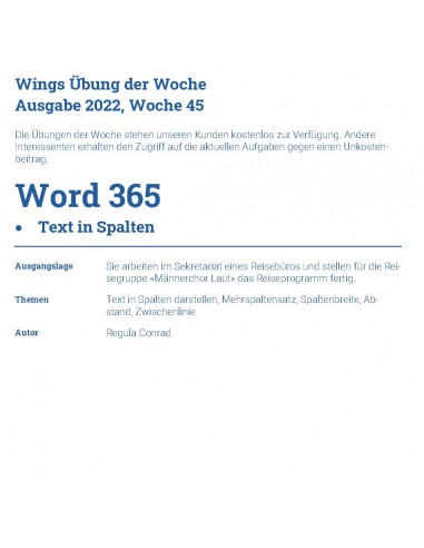 UdW 2245 Word 365 - Text in Spalten