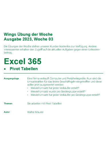 UdW 2303 Excel 365 - Pivot Tabellen