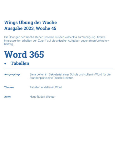 UdW 2345 - Word 365 - Tabellen erstellen