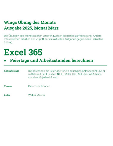 UdM März 2025 - Feiertage und...