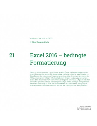 UdW 1621 Excel Bedingte Formatierung